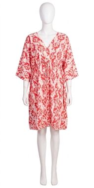 NEW GIGI MODA corta ikat print mini dress in coral